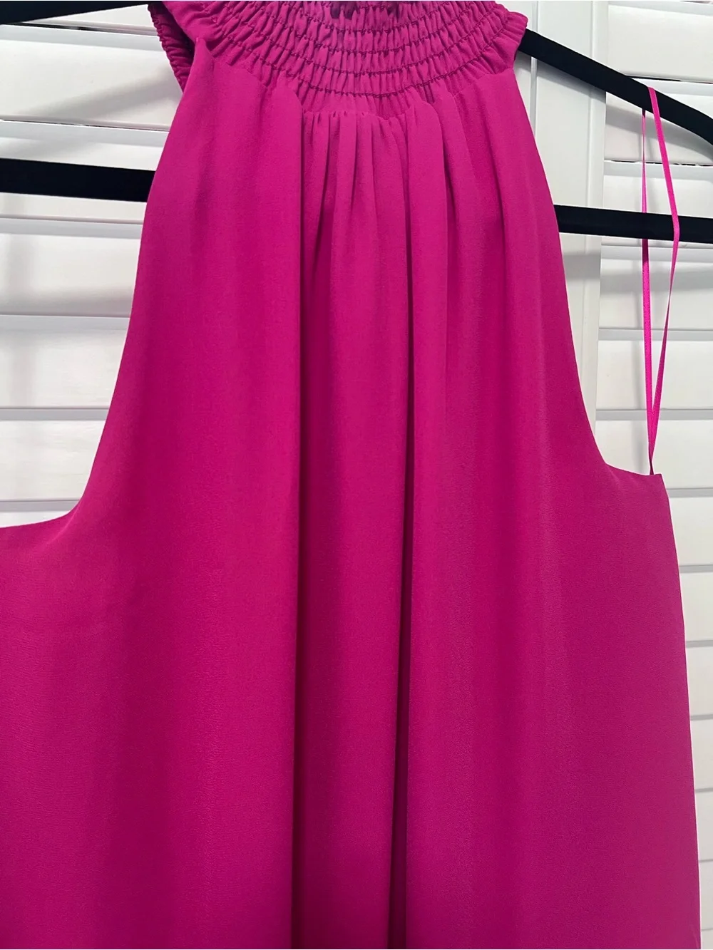 Krisa smocked turtleneck shift Dress in Bright Fuchsia small from Revolve